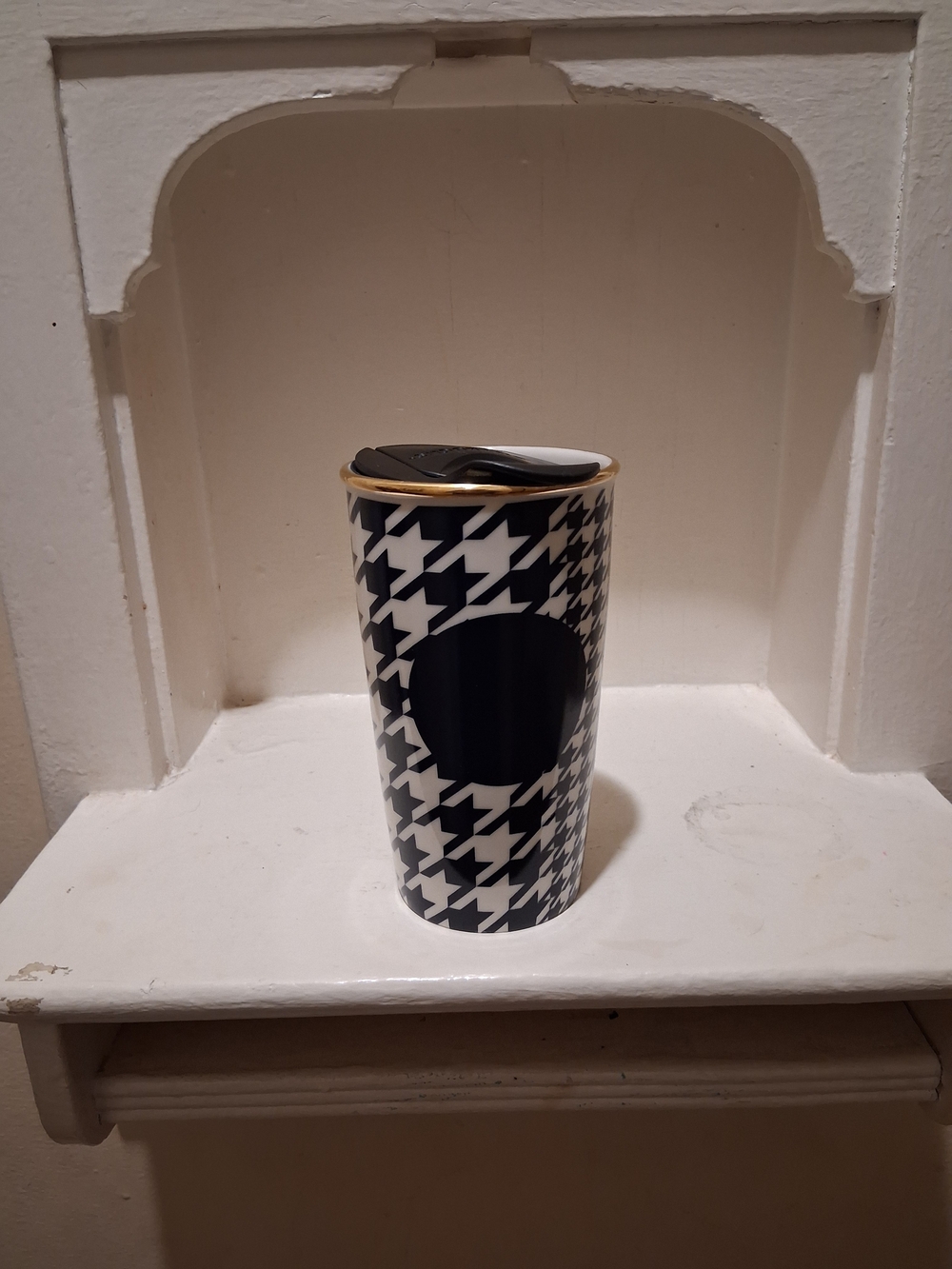 Starbucks Houndstooth Ceramic Travel Tumbler With Lid
